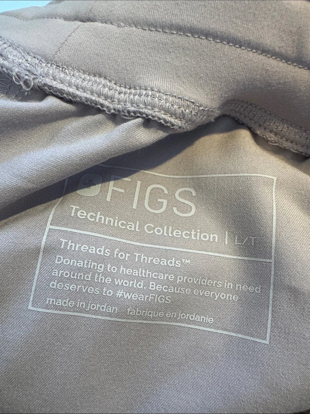 Figs Light Gray Joggers with Teal Drawstring sz L